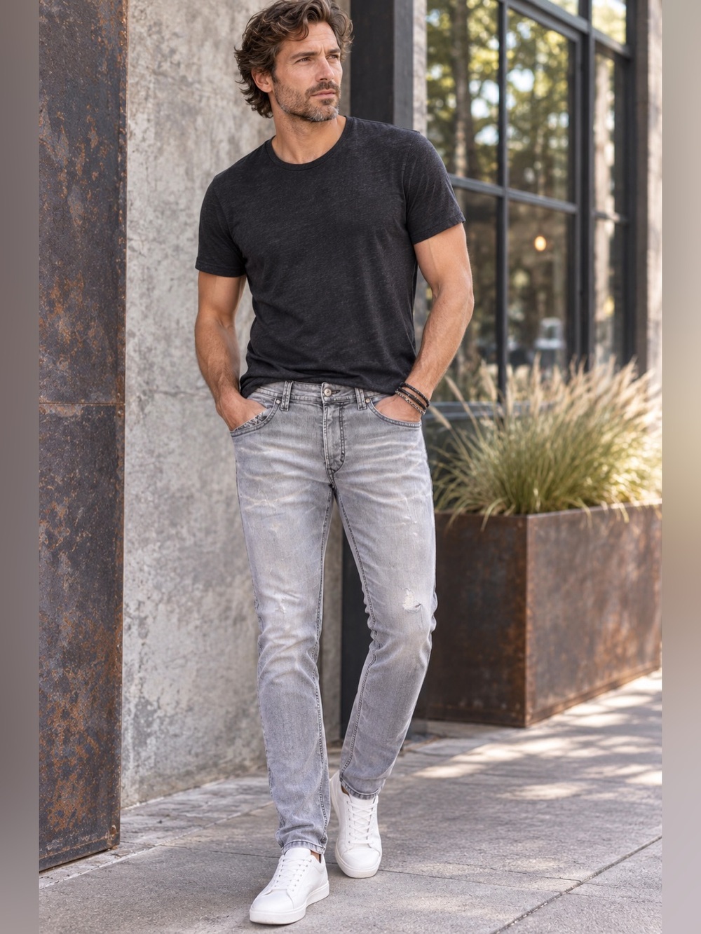 Diesel THAVAR Grey Jeans Men’s Size 28 Slim Skinny Distressed Stretch Denim Y2K